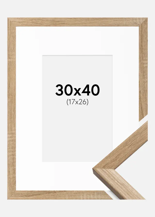 Ram med passepartou Frame Fiorito Light Oak 30x40 cm - Picture Mount White 18x27 cm