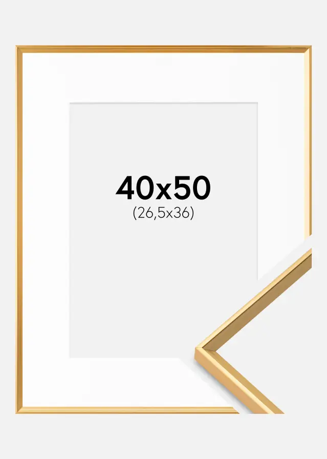 Ram med passepartou Frame Desire Gold 40x50 cm - Picture Mount White 27.5x37 cm