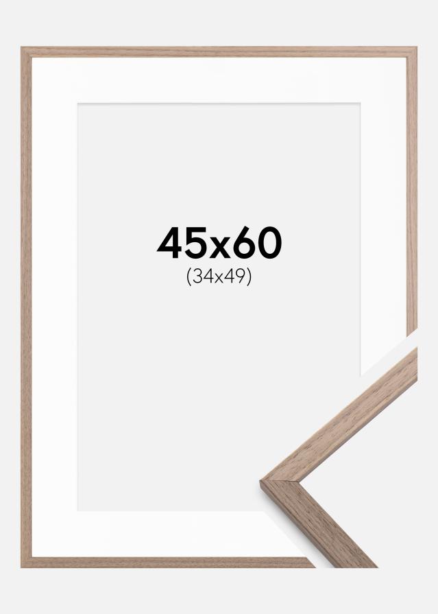 Ram med passepartou Frame Edsbyn Light Walnut 45x60 cm - Picture Mount White 35x50 cm