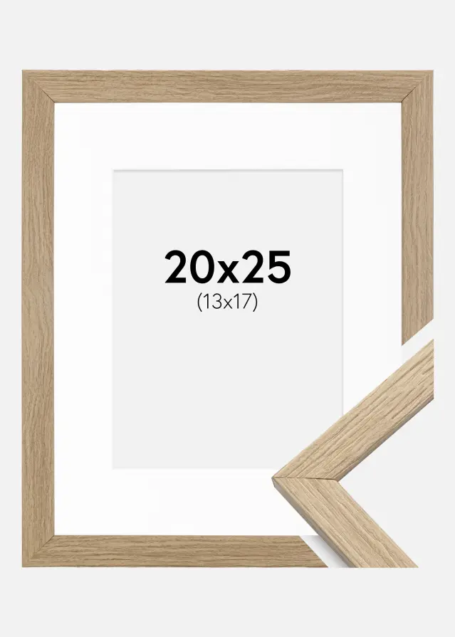 Ram med passepartou Frame Stilren Acrylic Glass Oak 20x25 cm - Picture Mount White 14x18 cm