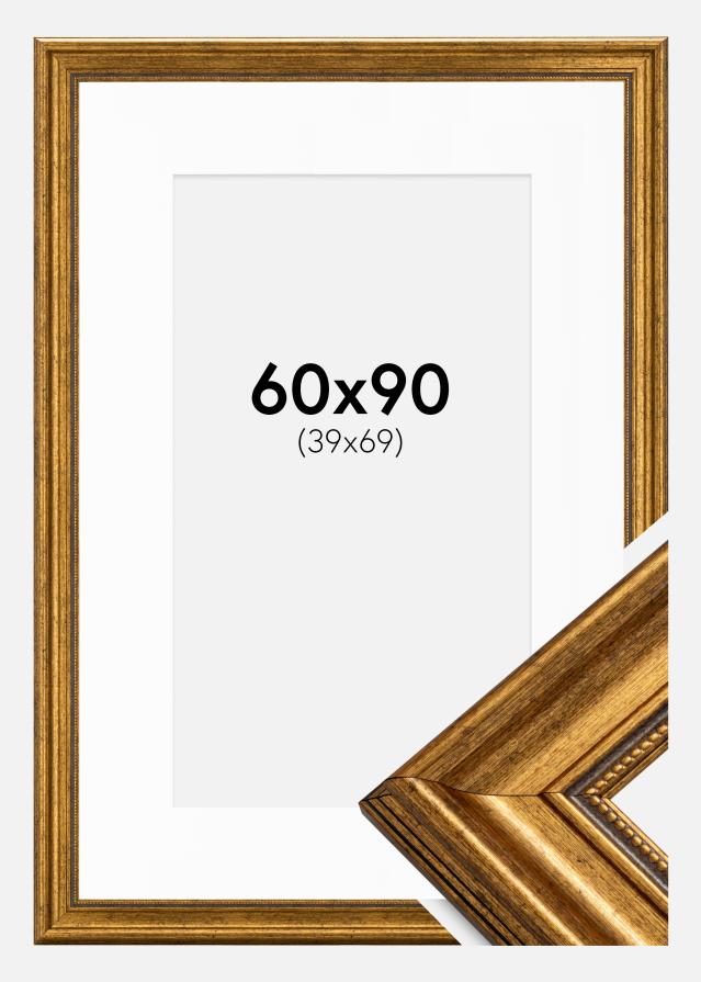Ram med passepartou Frame Rokoko Gold 60x90 cm - Picture Mount White 40x70 cm