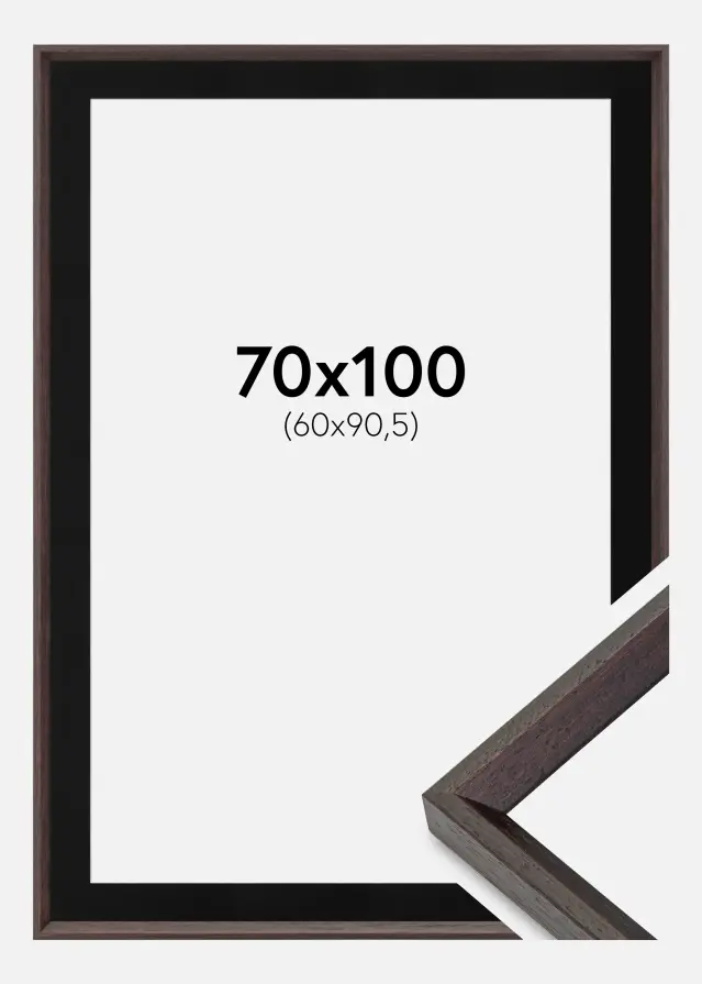Ram med passepartou Frame Globe Espresso 70x100 cm - Picture Mount Black 61x91.5 cm