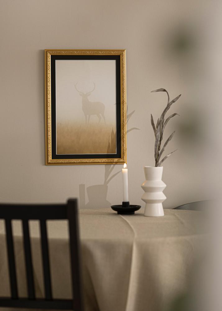 Ram med passepartou Frame Nostalgia Gold 35x45 cm - Picture Mount Black 24x34 cm