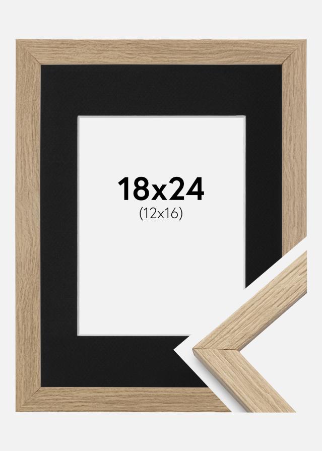 Ram med passepartou Frame Stilren Oak 18x24 cm - Picture Mount Black 13x17 cm