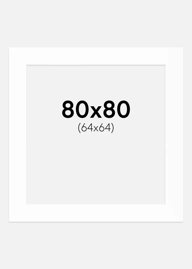 Egen tillverkning - Passepartouter Mount White (White Core) 80x80 cm (64x64)