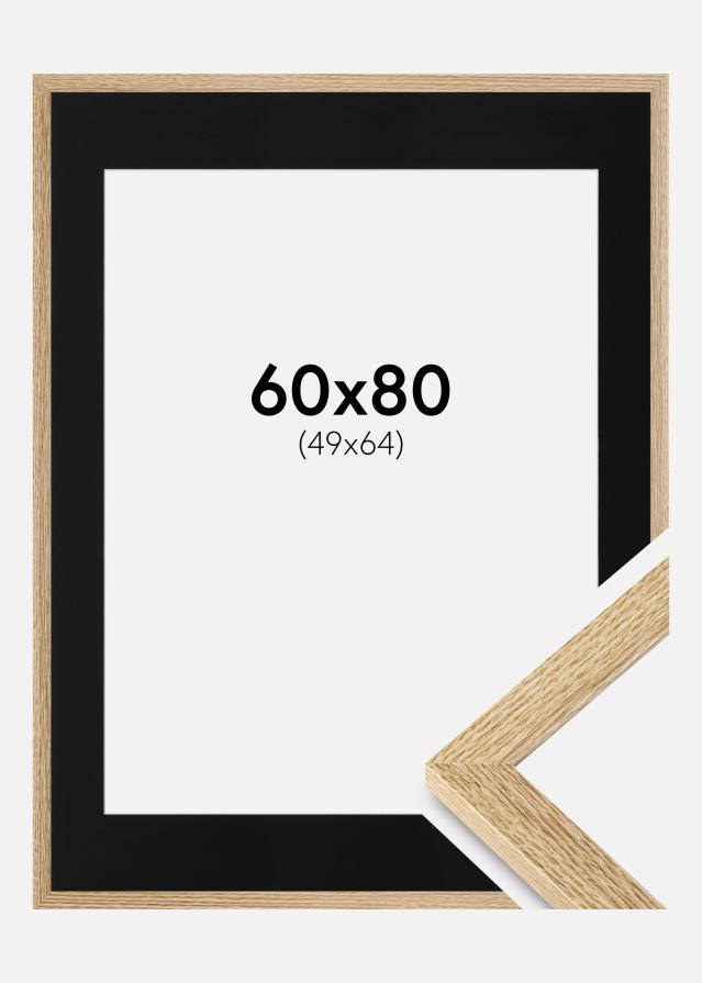Ram med passepartou Frame Selection Oak 60x80 cm - Picture Mount Black 50x65 cm
