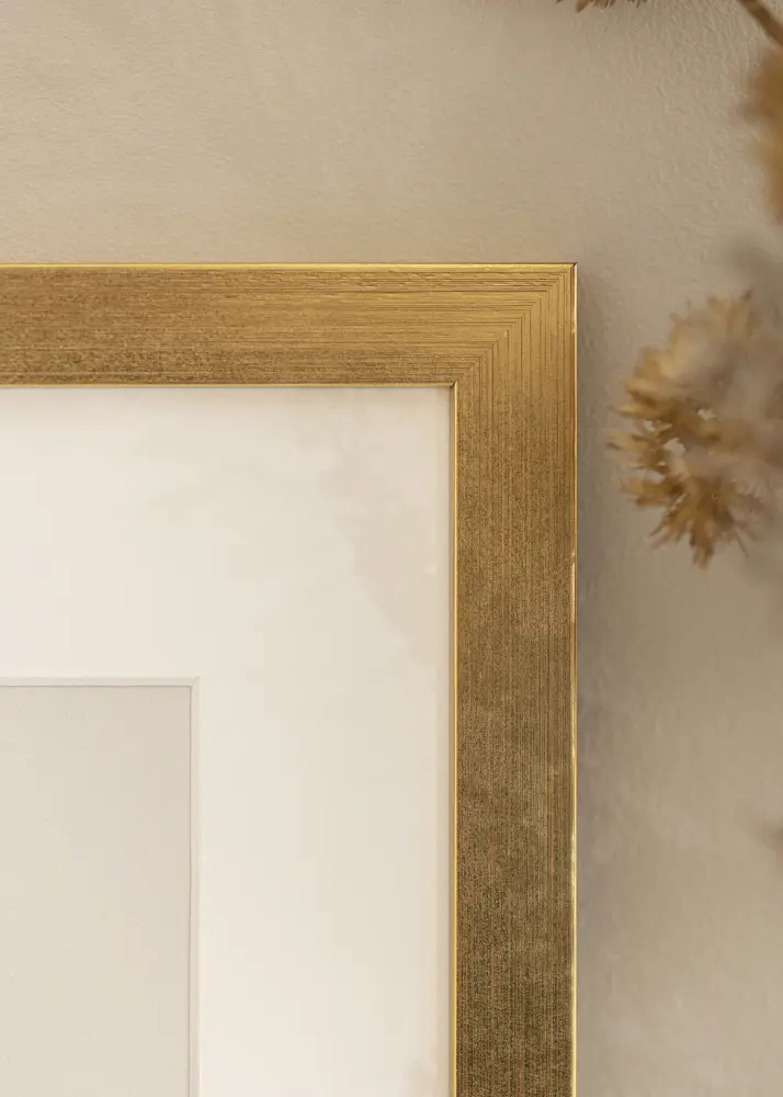 Ram med passepartou Frame Gold Wood 60x90 cm - Picture Mount White 40x70 cm