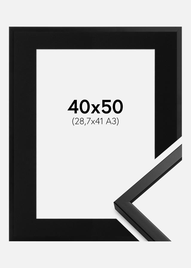Ram med passepartou Frame Oslo Black 40x50 cm - Picture Mount Black 29.7x42 cm (A3)