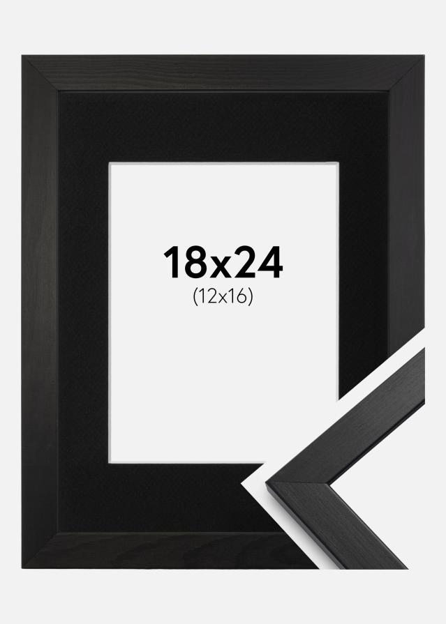Ram med passepartou Frame Stilren Black 18x24 cm - Picture Mount Black 13x17 cm