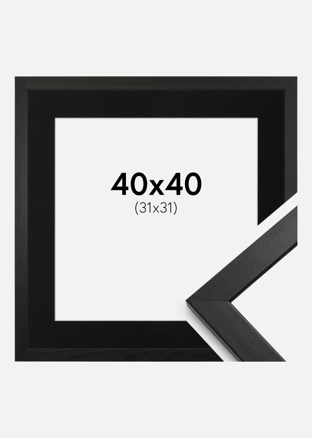 Ram med passepartou Frame Stilren Black 40x40 cm - Picture Mount Black 32x32 cm