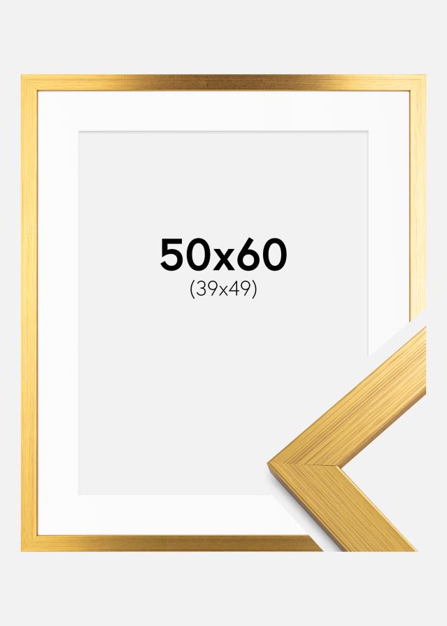 Ram med passepartou Frame Gold Wood 50x60 cm - Picture Mount White 40x50 cm