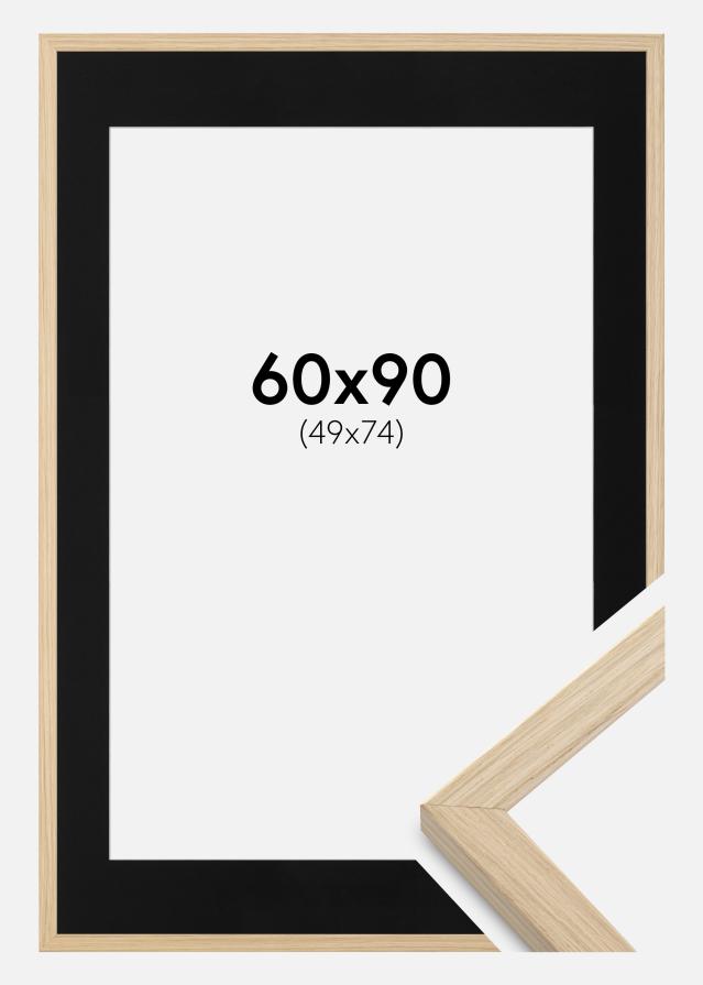 Ram med passepartou Frame Grimsåker Oak 60x90 cm - Picture Mount Black 50x75 cm