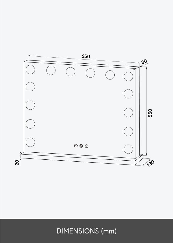 KAILA KAILA Make-up Mirror Base LED 14 Black 65x56 cm