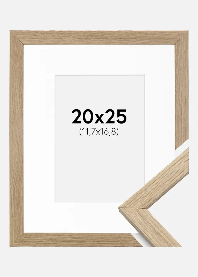 Ram med passepartou Frame Stilren Acrylic Glass Oak 20x25 cm - Picture Mount White 5x7 inches