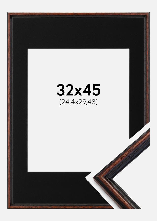Ram med passepartou Frame Horndal Walnut 32x45 cm - Picture Mount Black 10x12 inches