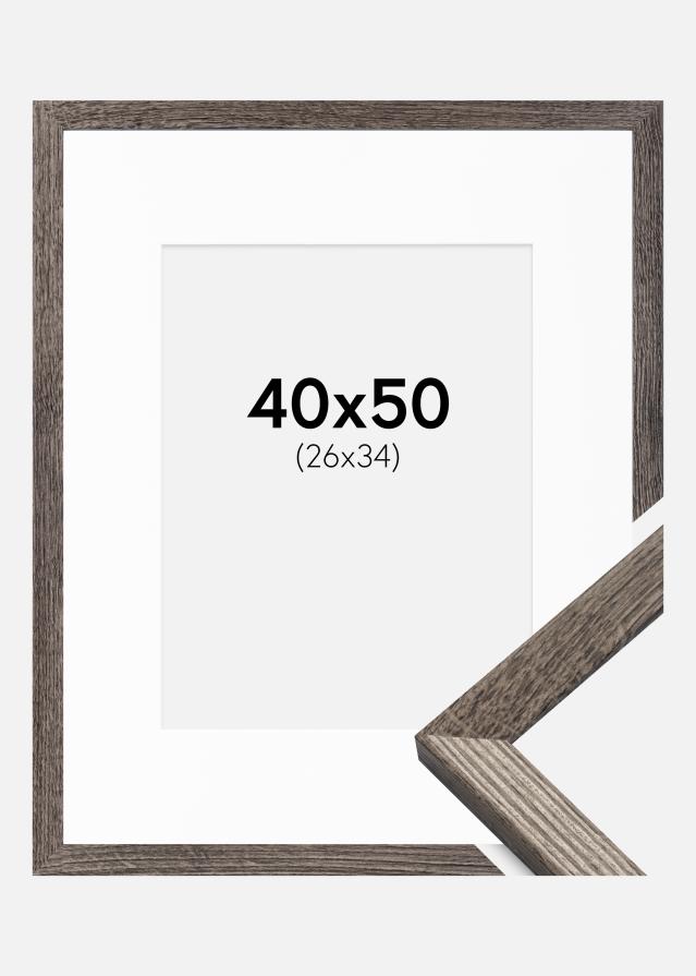 Ram med passepartou Frame Fiorito Walnut 40x50 cm - Picture Mount White 27x35 cm