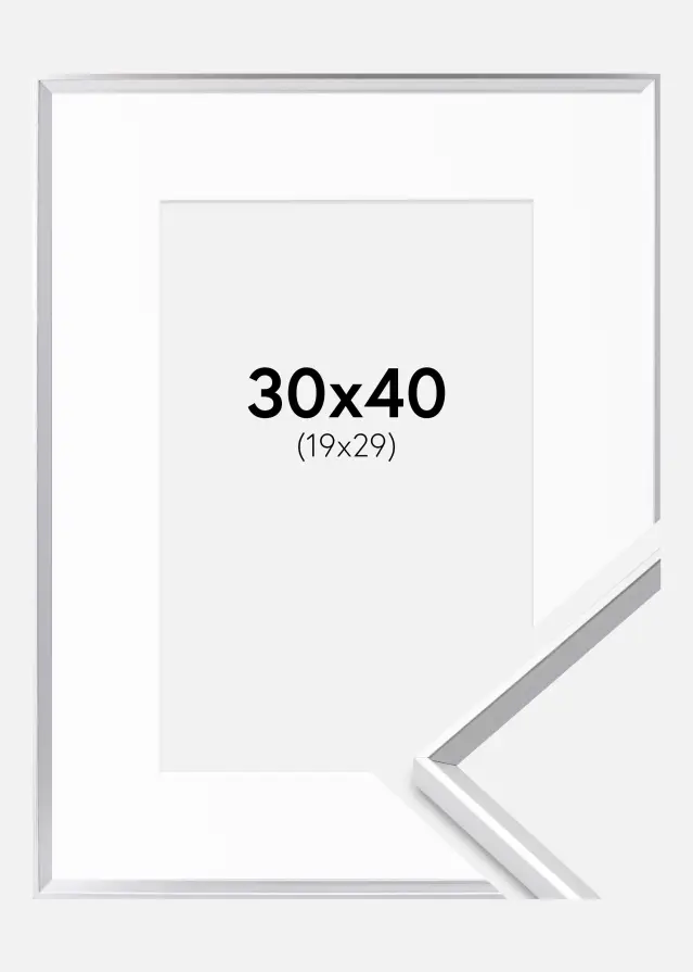Ram med passepartou Frame Desire Silver 30x40 cm - Picture Mount White 20x30 cm