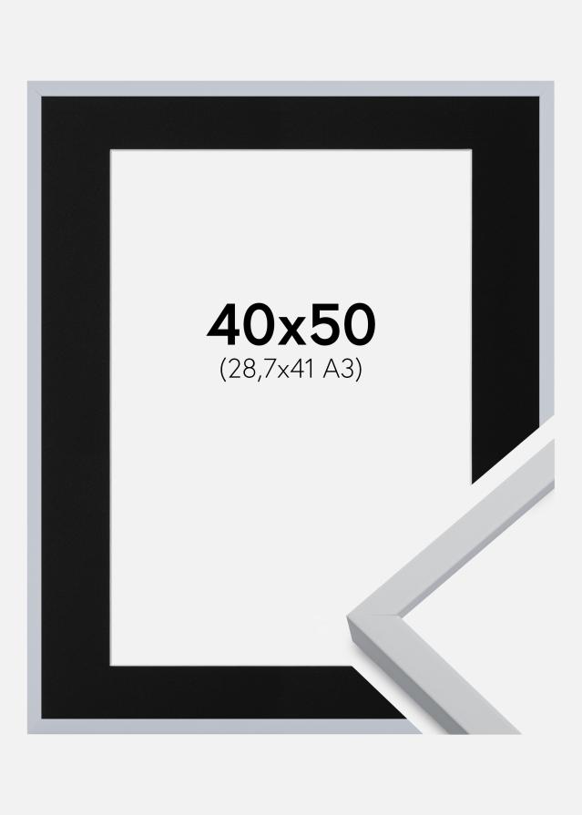 Ram med passepartou Frame Oslo White 40x50 cm - Picture Mount Black 29.7x42 cm (A3)