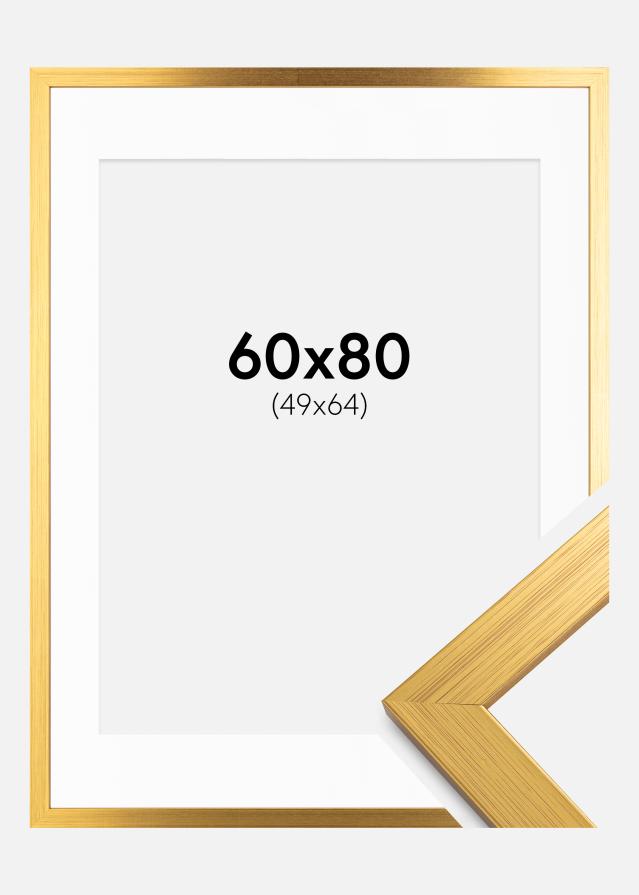 Ram med passepartou Frame Gold Wood 60x80 cm - Picture Mount White 50x65 cm