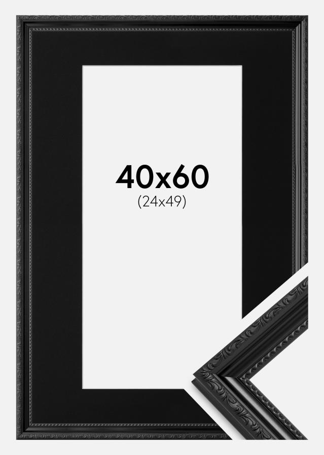 Ram med passepartou Frame Abisko Black 40x60 cm - Picture Mount Black 25x50 cm