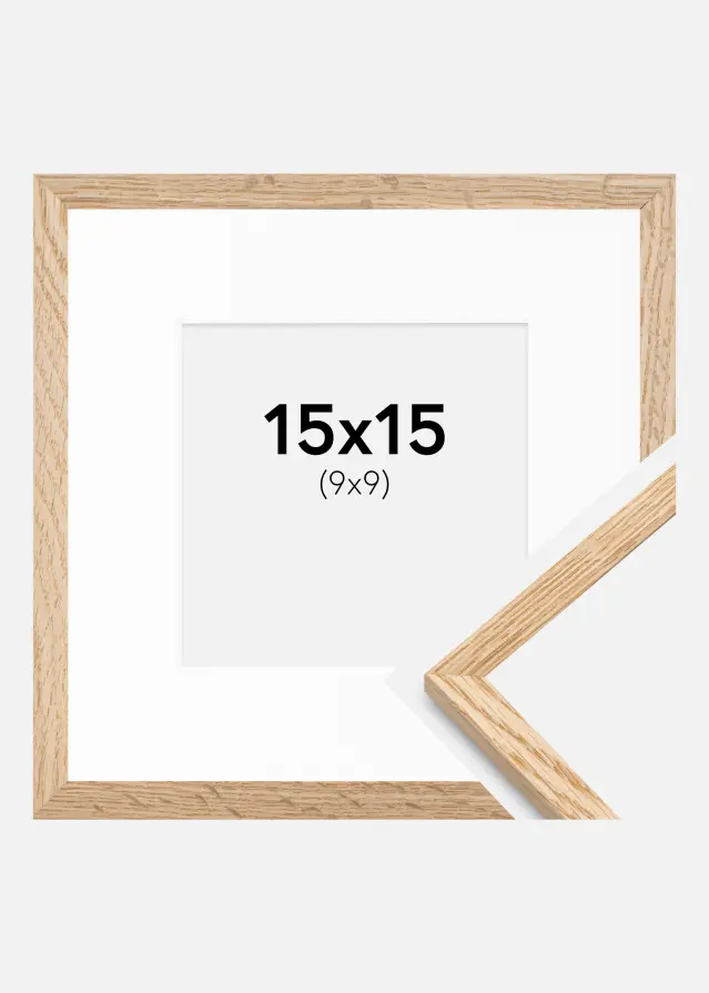 Ram med passepartou Frame Narrow Oak 15x15 cm - Picture Mount White 10x10 cm