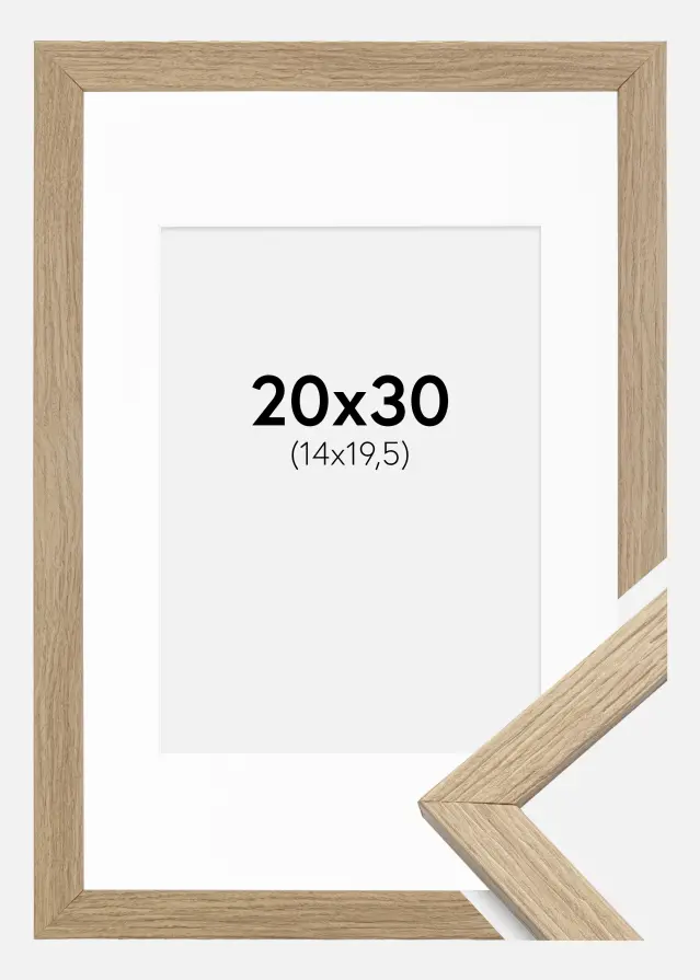Ram med passepartou Frame Stilren Acrylic Glass Oak 20x30 cm - Picture Mount White 15x21 cm