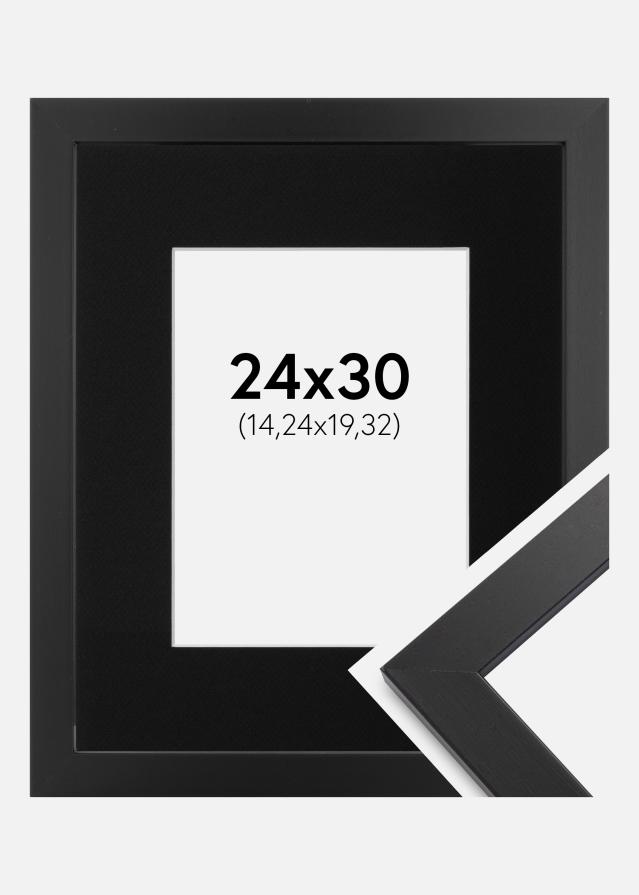 Ram med passepartou Frame Black Wood 24x30 cm - Picture Mount Black 6x8 inches