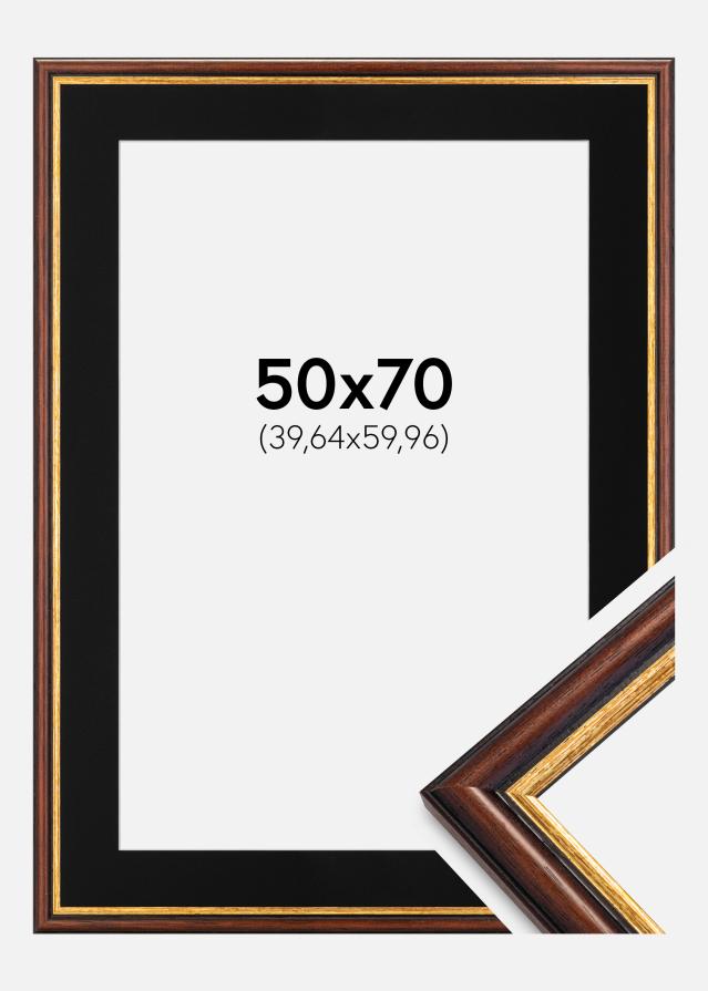 Ram med passepartou Frame Siljan Brown 50x70 cm - Picture Mount Black 16x24 inches
