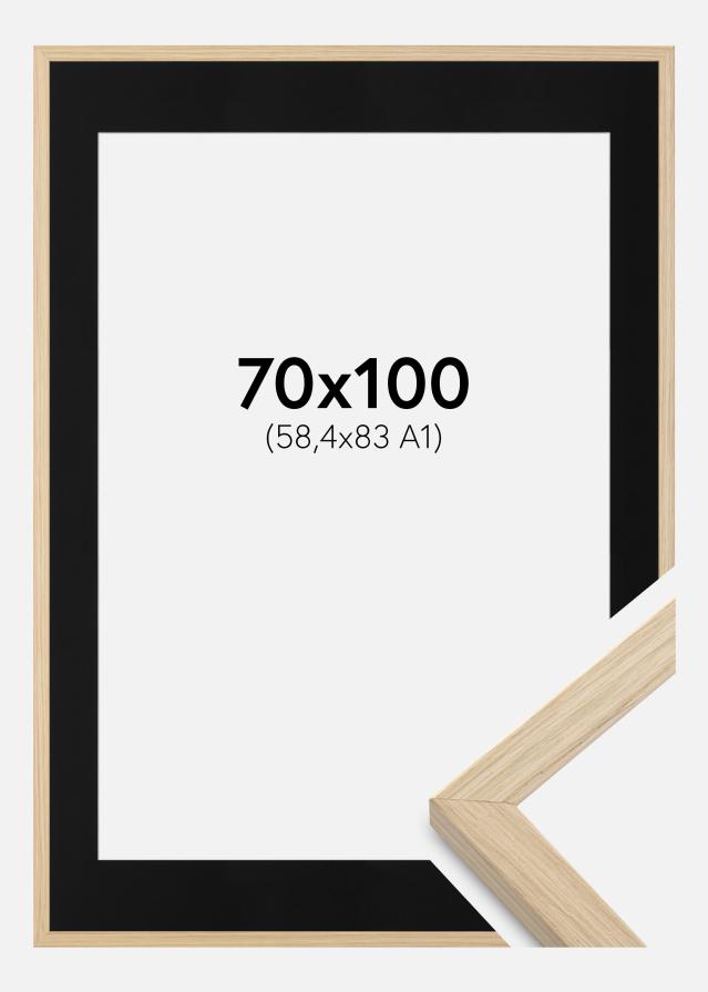 Ram med passepartou Frame Grimsåker Oak 70x100 cm - Picture Mount Black 59.4x84 cm (A1)