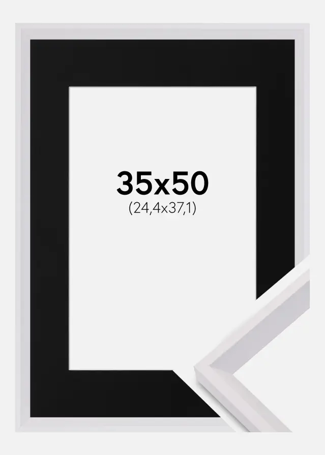 Ram med passepartou Frame Globe White 35x50 cm - Picture Mount Black 10x15 inches