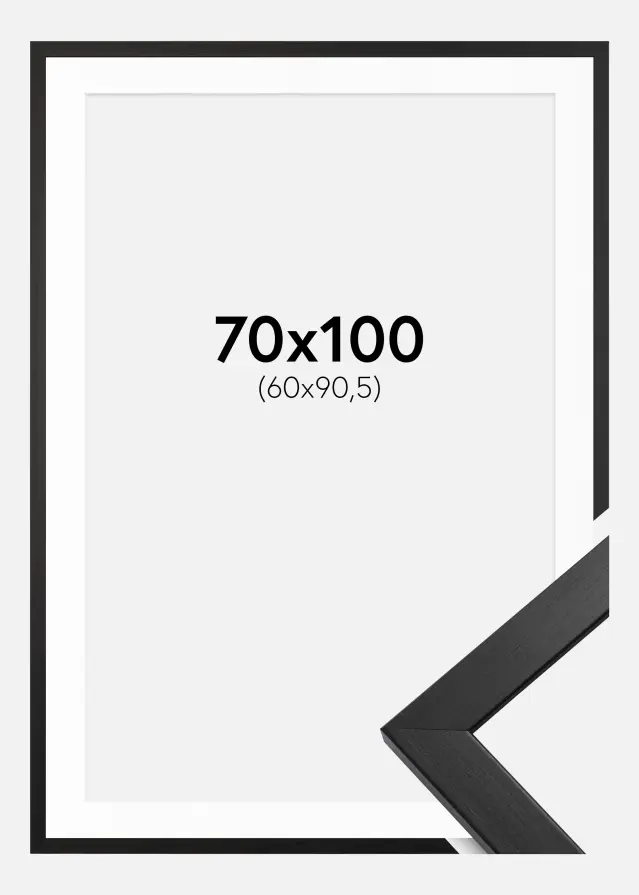 Ram med passepartou Frame Stilren Acrylic Glass Black 70x100 cm - Picture Mount White 61x91.5 cm