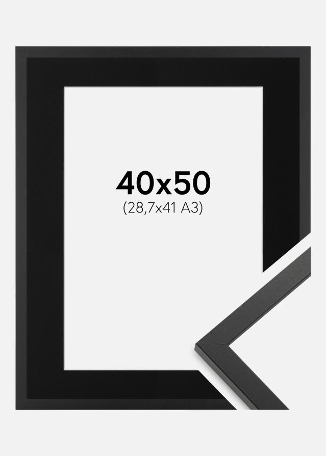 Ram med passepartou Frame Trendy Black 40x50 cm - Picture Mount Black 29.7x42 cm (A3)
