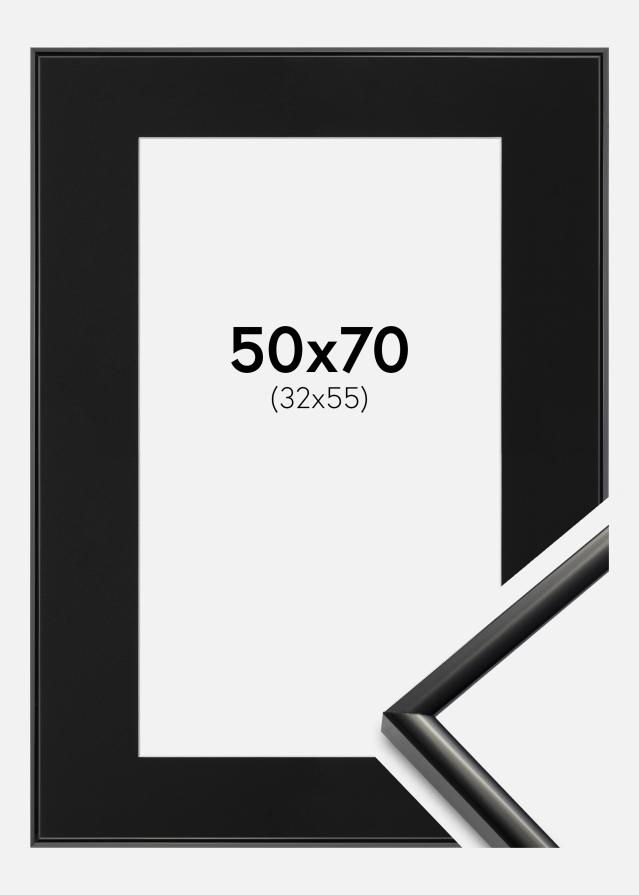 Ram med passepartou Frame New Lifestyle Black 50x70 cm - Picture Mount Black 33x56 cm