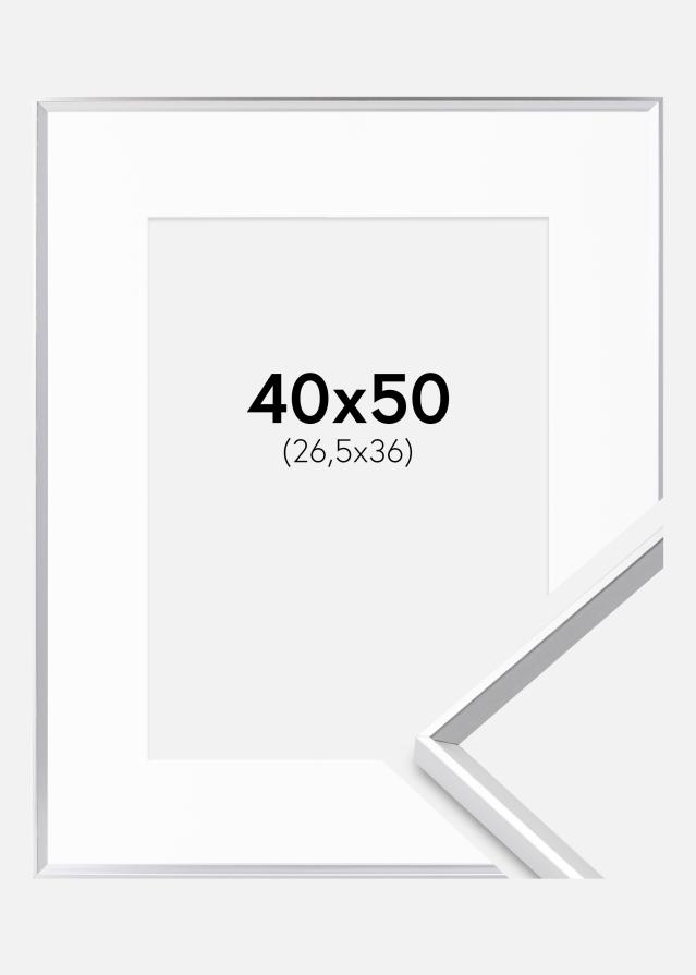 Ram med passepartou Frame Desire Silver 40x50 cm - Picture Mount White 27.5x37 cm