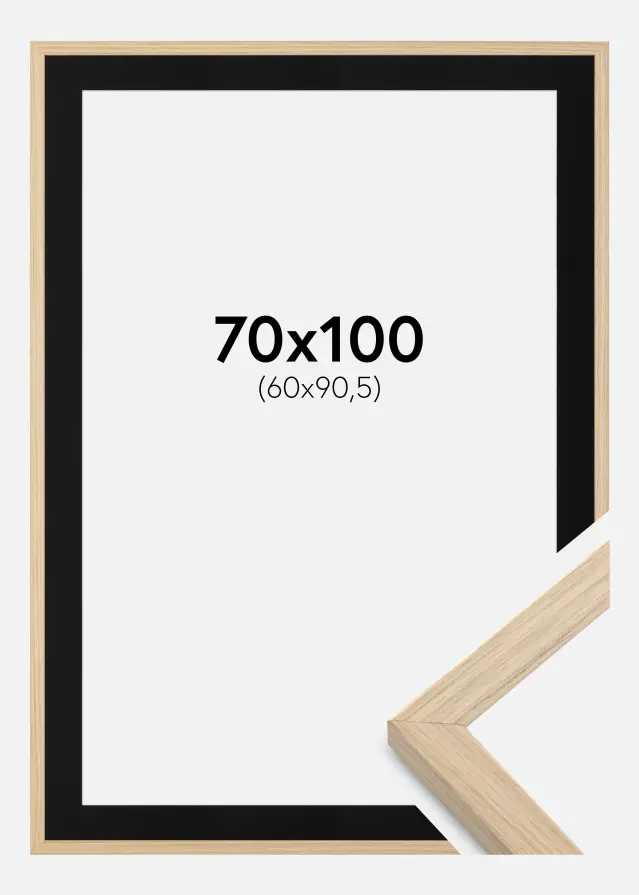 Ram med passepartou Frame Grimsåker Oak 70x100 cm - Picture Mount Black 61x91.5 cm