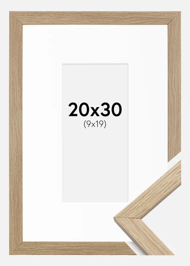 Ram med passepartou Frame Stilren Acrylic Glass Oak 20x30 cm - Picture Mount White 10x20 cm