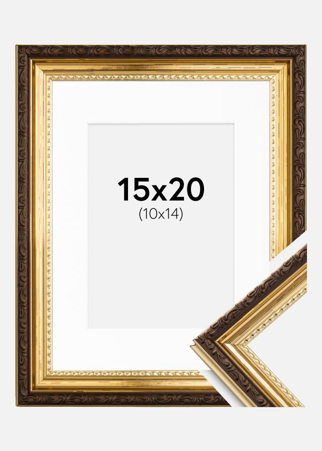 Ram med passepartou Frame Abisko Gold 15x20 cm - Picture Mount White 11x15 cm