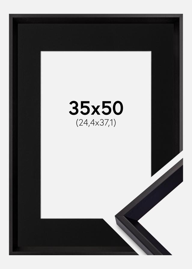 Ram med passepartou Frame Globe Black 35x50 cm - Picture Mount Black 10x15 inches