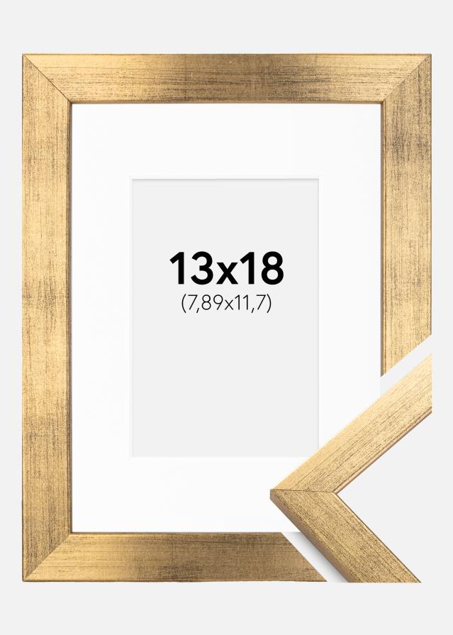 Ram med passepartou Frame Stilren Gold 13x18 cm - Picture Mount White 3.5x5 inches
