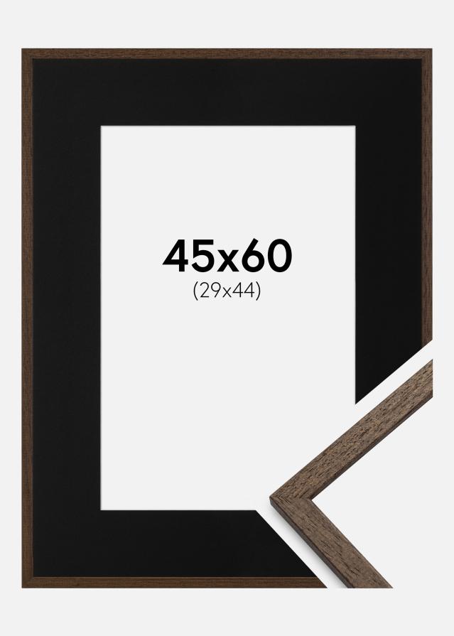 Ram med passepartou Frame Edsbyn Walnut 45x60 cm - Picture Mount Black 30x45 cm