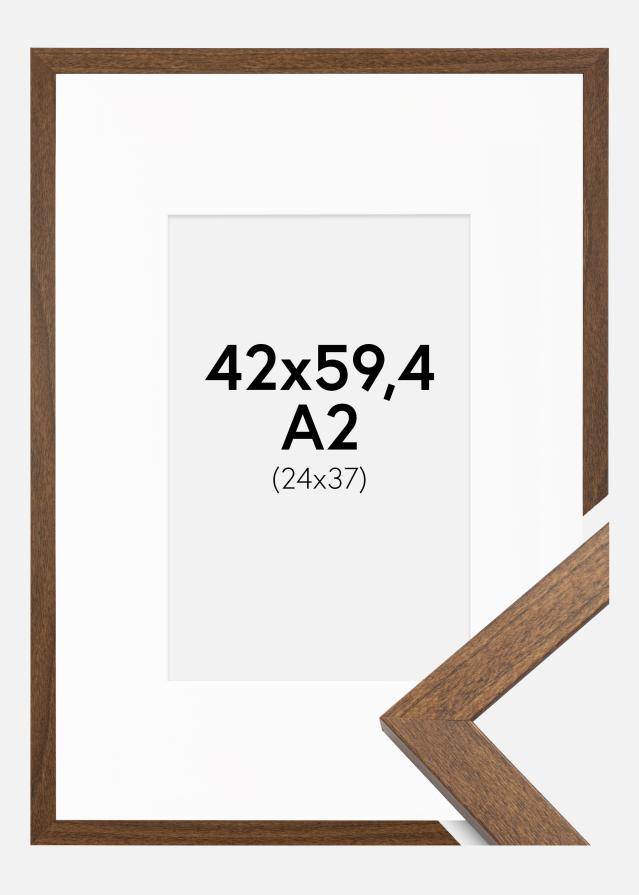 Ram med passepartou Frame Stilren Warm Brown 42x59.4 cm (A2) - Picture Mount White 25x38 cm