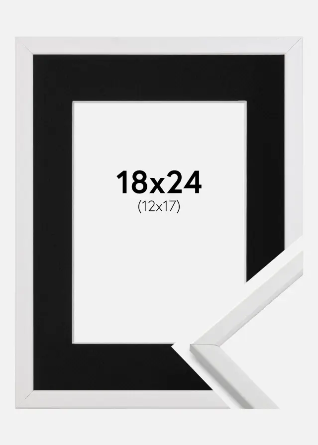 Ram med passepartou Frame Galant White 18x24 cm - Picture Mount Black 13x18 cm