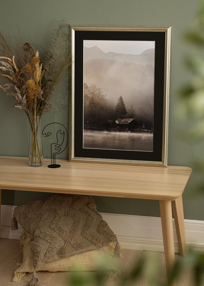 Ram med passepartou Frame Västkusten Silver 70x100 cm - Picture Mount Black 62x93 cm