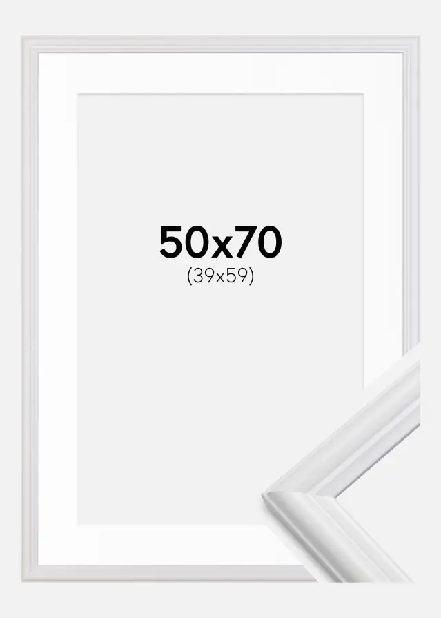 Ram med passepartou Frame Siljan White 50x70 cm - Picture Mount White 40x60 cm