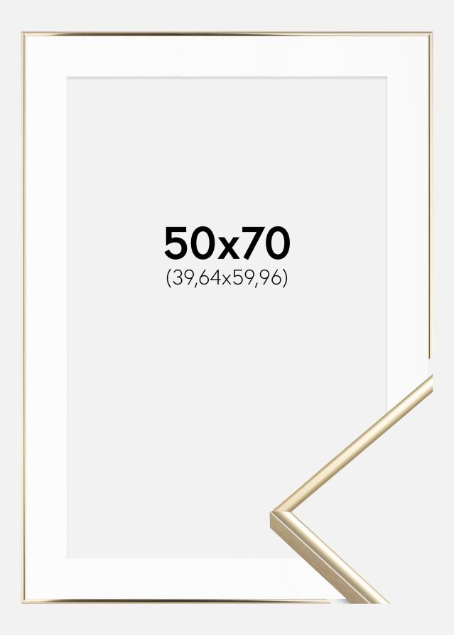 Ram med passepartou Frame Visby Shiny Gold 50x70 cm - Picture Mount White 16x24 inches