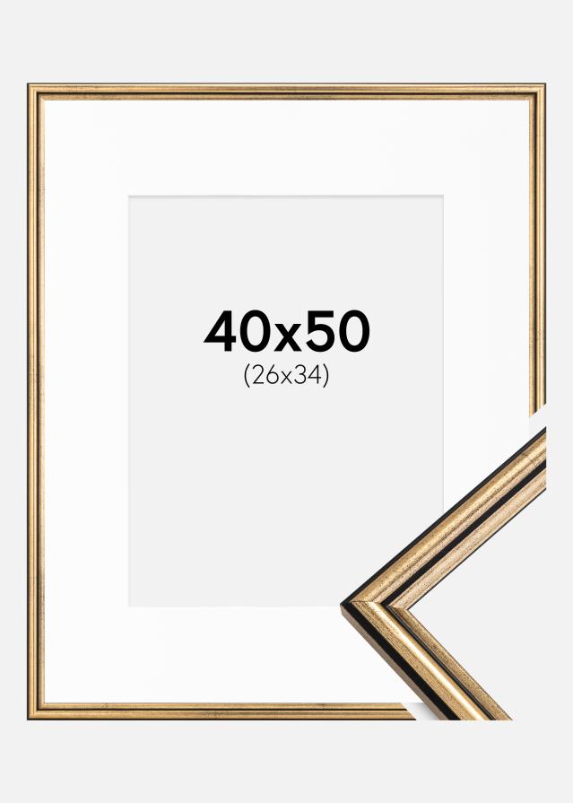 Ram med passepartou Frame Horndal Gold 40x50 cm - Picture Mount White 27x35 cm