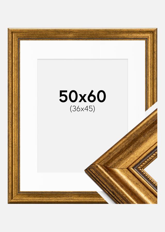 Ram med passepartou Frame Rokoko Gold 50x60 cm - Picture Mount White 37x46 cm