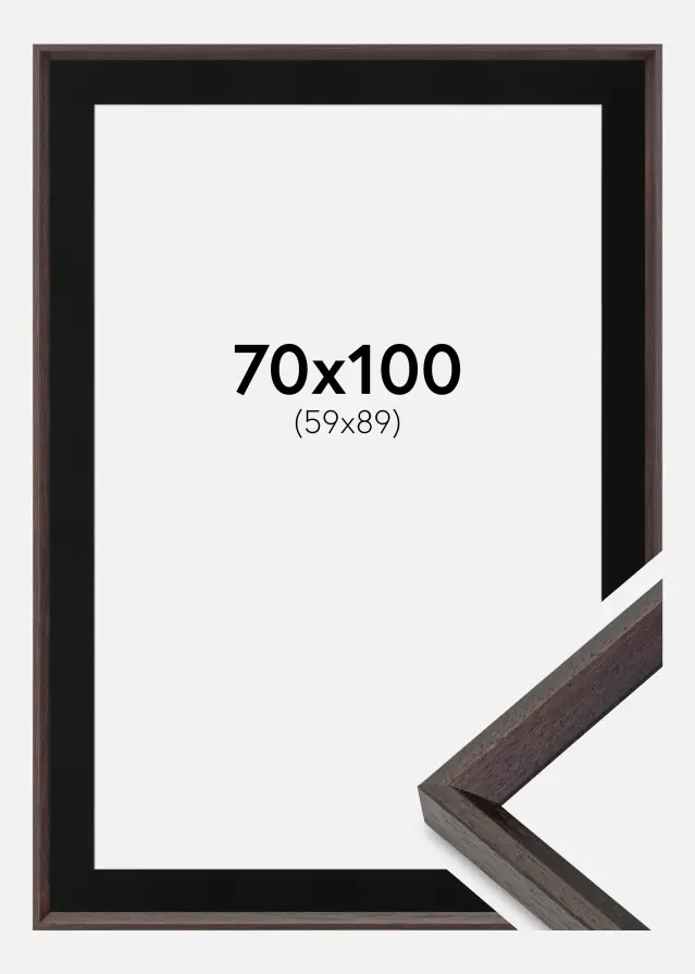 Ram med passepartou Frame Globe Espresso 70x100 cm - Picture Mount Black 60x90 cm