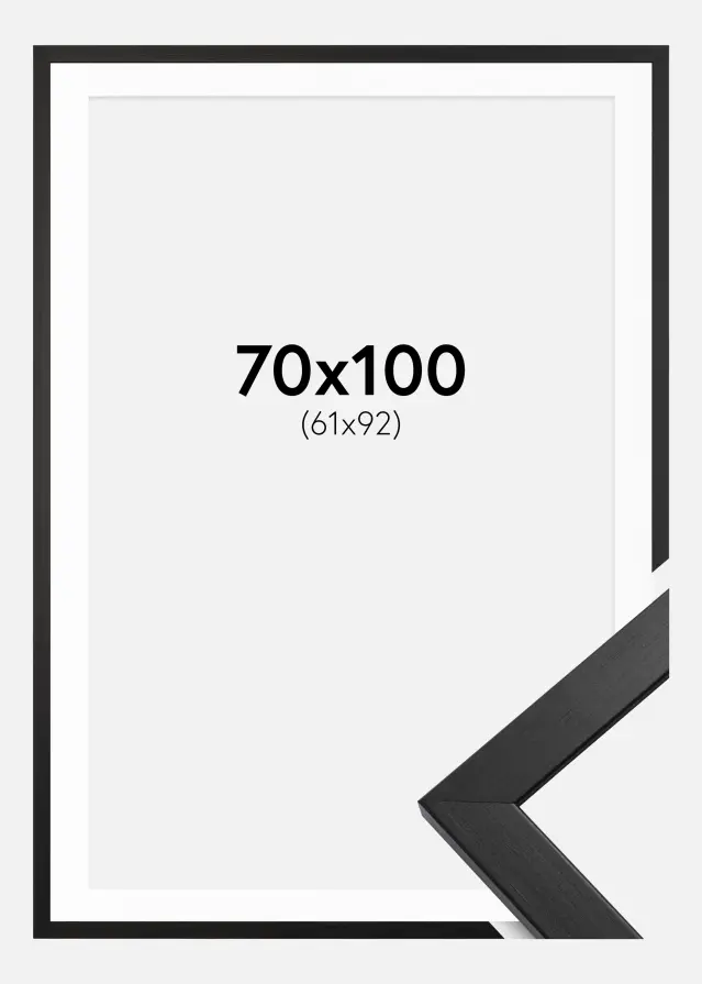 Ram med passepartou Frame Stilren Acrylic Glass Black 70x100 cm - Picture Mount White 62x93 cm