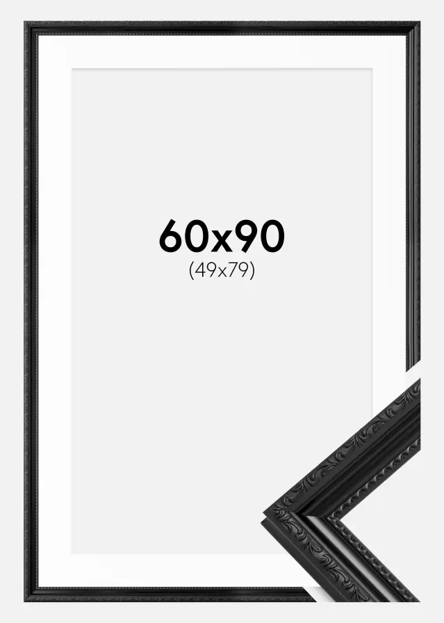 Ram med passepartou Frame Abisko Black 60x90 cm - Picture Mount White 50x80 cm